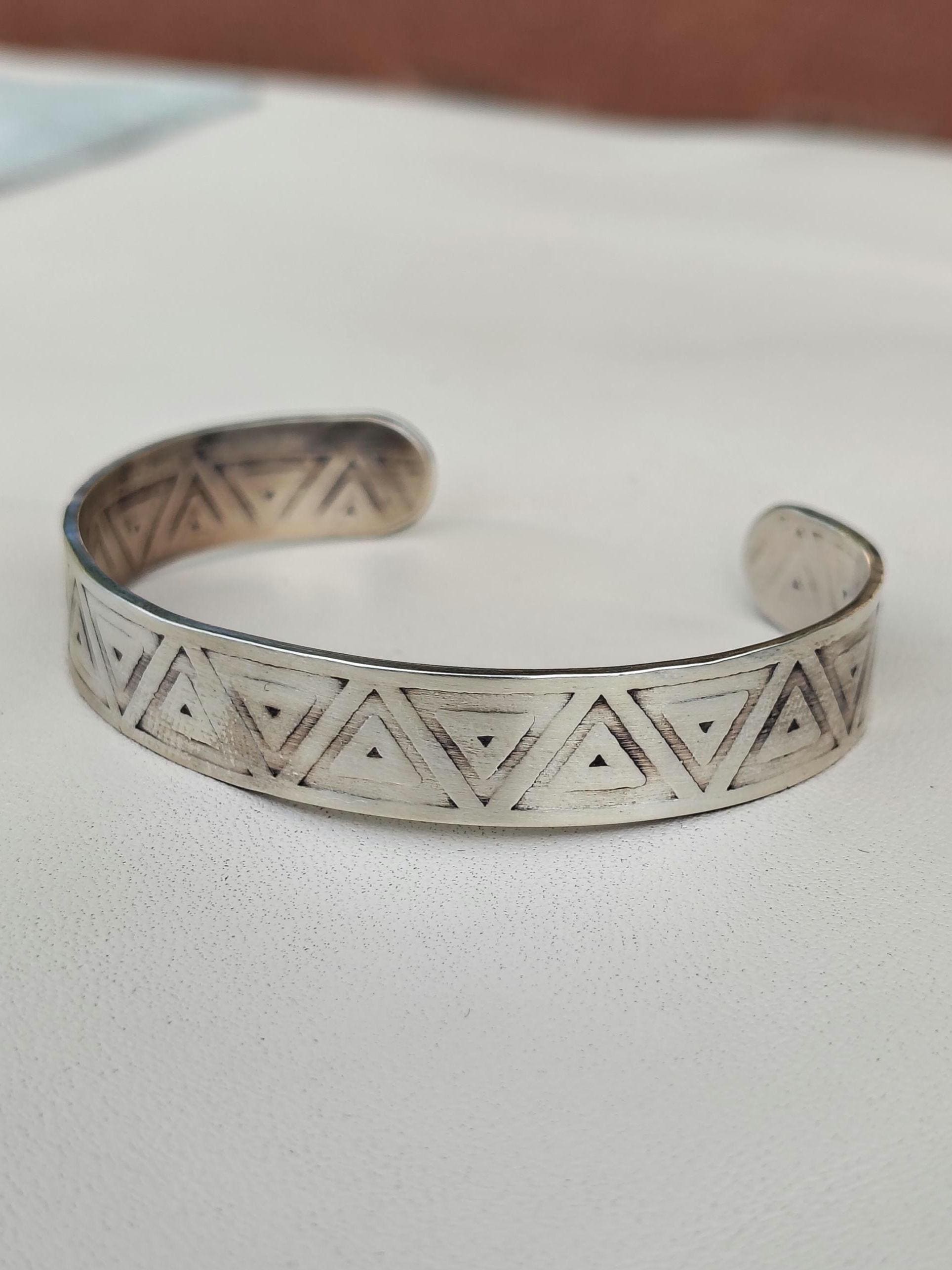 Silver Triangle Cuff Bracelet - Etsy