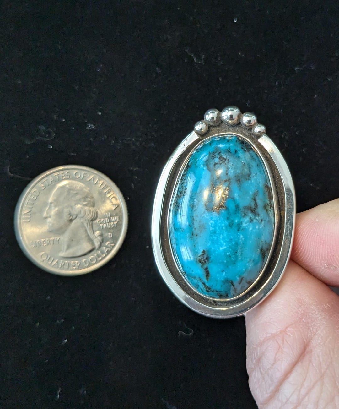 Kingman Turquoise Sterling Silver Statement Ring - Size 8.5 - Etsy