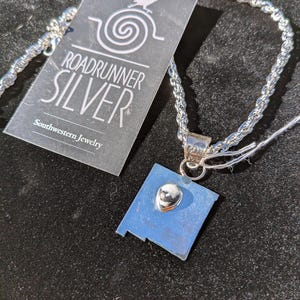 New Mexico pendant - sterling silver and white buffalo stone
