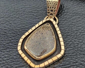 Dino Bone Brass Handmade Statement Pendant (Necklace Not Included)