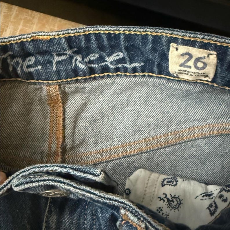 Free People blauwe denim minirok maat 26 afbeelding 4