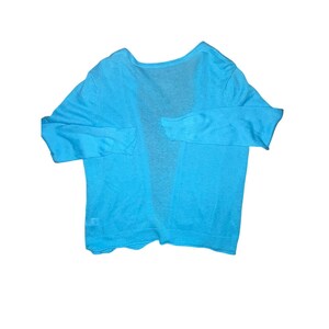 Pendleton Blue Linen Cotton Open Front Cardigan Sweater Womens Medium image 6