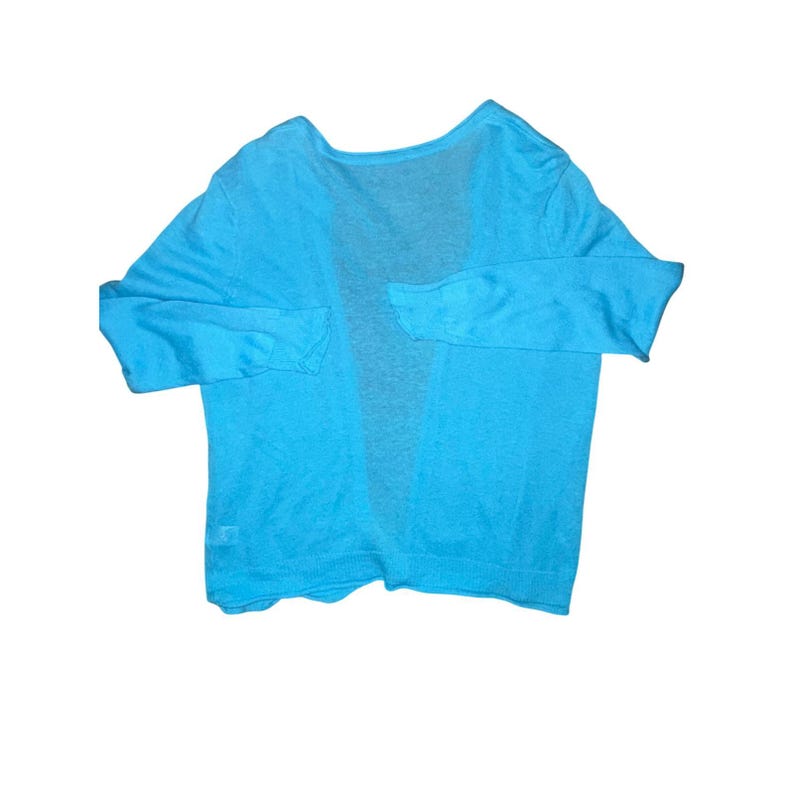 Pendleton Blue Linen Cotton Open Front Cardigan Sweater Womens Medium image 6