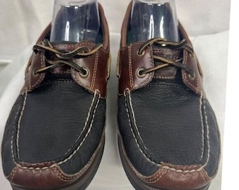 Zapatos mocasines vintage Sperry Top-Sider con borlas para hombre, talla 9.5 M, color negro y marrón.