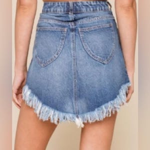 Free People blauwe denim minirok maat 26 afbeelding 2