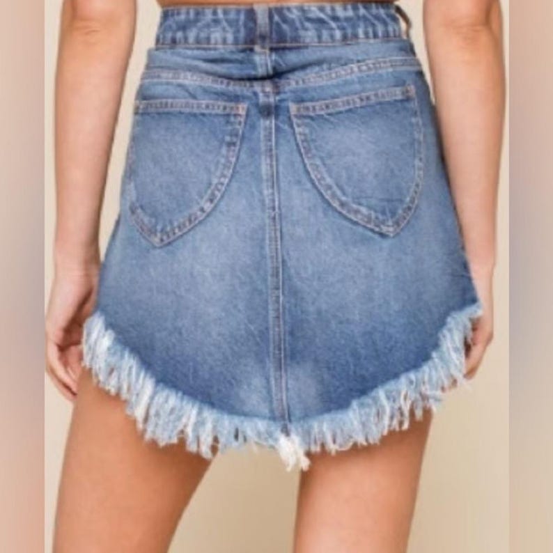 Free People blauwe denim minirok maat 26 afbeelding 2