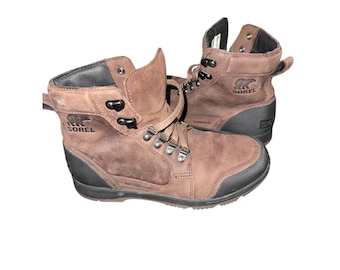 Botas de senderismo Sorel de cuero impermeable para hombre, color marrón, con cordones, talla 7, NM4096-286