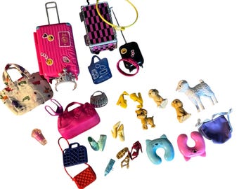 24 piece Vintage Barbie brand Accessory Lot Purses ShoesLuggage Y2K Mixed Bundle