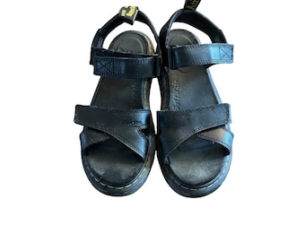 Dr. Martens Vossie Y Schwarz Leder Sandalen Damen US 7 UK 5 EU 38 Verstellbar