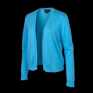 Pendleton Blue Linen Cotton Open Front Cardigan Sweater Womens Medium image 1