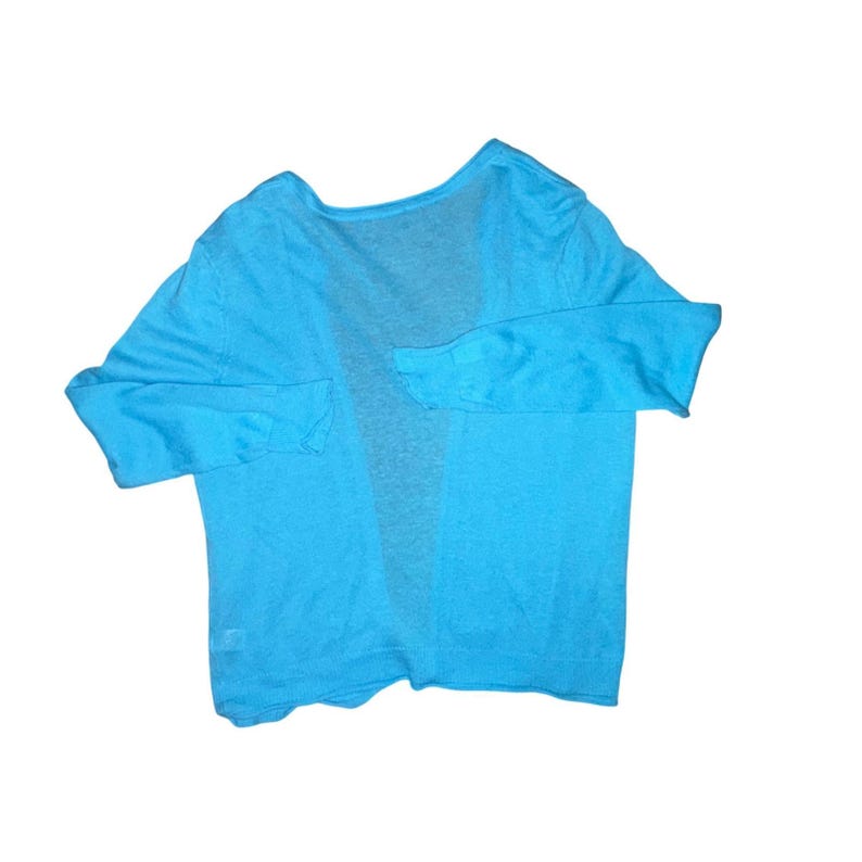 Pendleton Blue Linen Cotton Open Front Cardigan Sweater Womens Medium image 7