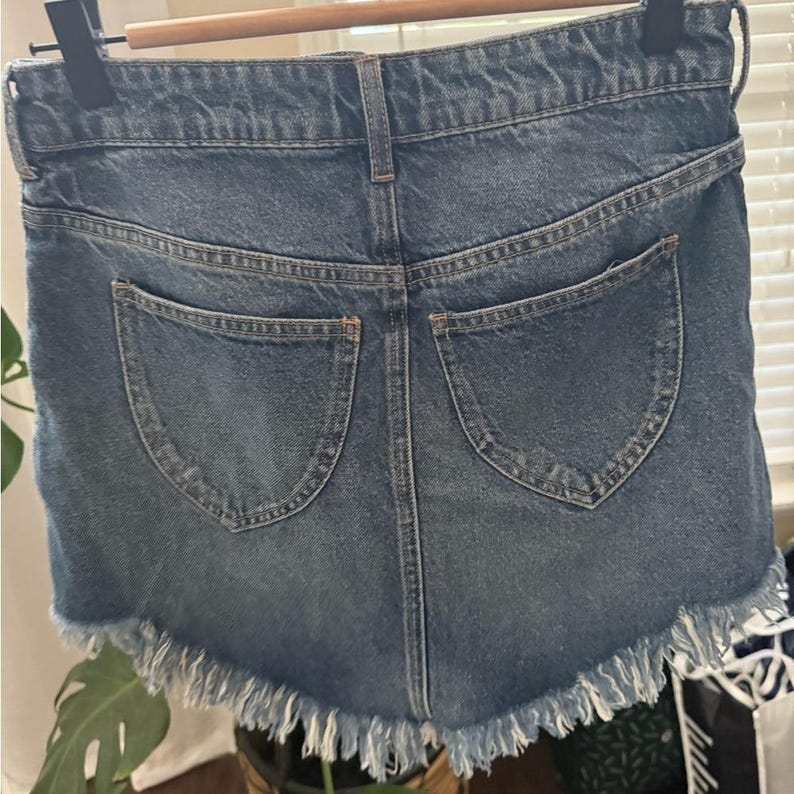Free People blauwe denim minirok maat 26 afbeelding 5