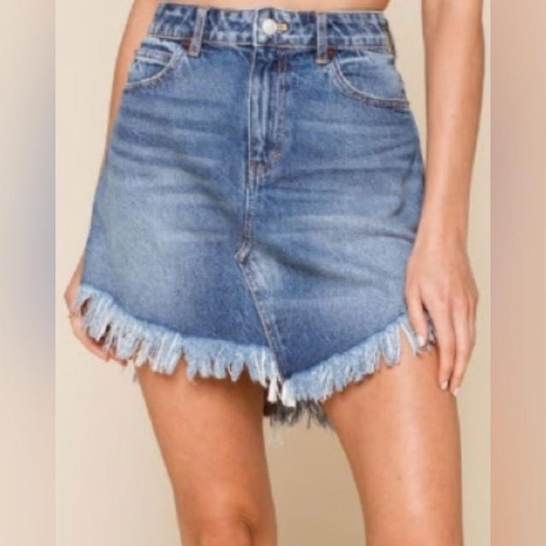 Free People blauwe denim minirok maat 26 afbeelding 1