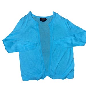 Pendleton Blue Linen Cotton Open Front Cardigan Sweater Womens Medium image 4