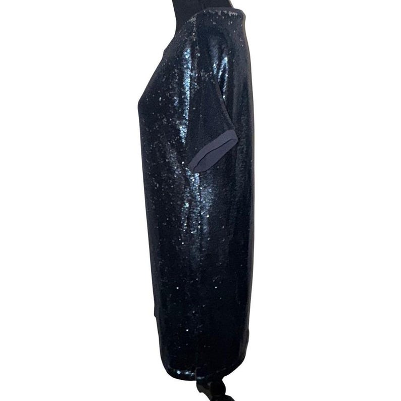 Moulinette Soeurs Anthropologie Navy Blue Sequin Shift Dress Small Party image 3