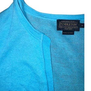 Pendleton Blue Linen Cotton Open Front Cardigan Sweater Womens Medium image 2