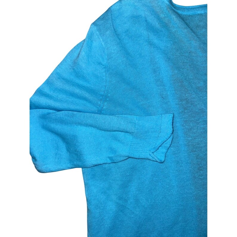 Pendleton Blue Linen Cotton Open Front Cardigan Sweater Womens Medium image 9