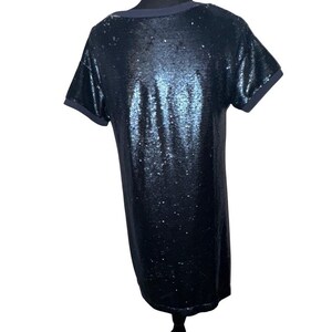 Moulinette Soeurs Anthropologie Navy Blue Sequin Shift Dress Small Party image 4