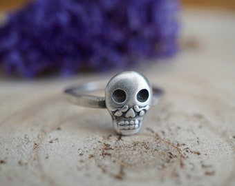 Skull Stacking Ring. Sterling Silver Ring. Stacking Ring. Skull Ring. Handmade Jewelry. One Of A Kind.