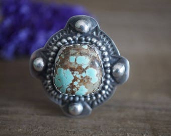 Sky Cloud Turquoise Ring. Turquoise Jewelry. Statement Ring. Sterling Silver Ring. Handmade Jewelry. Bohemian Jewelry.