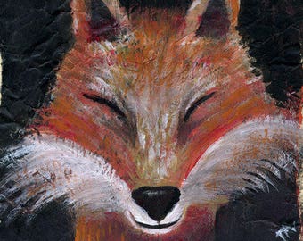 Fox - Volpe - print from original painting - on paper 20x 26,5 cm.- around A4 format