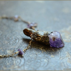 Amethyst wand necklace faerie witch magic Handmade jewelry sculpt image 5