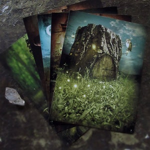 Conjunto de 7 láminas con ilustraciones de fantasía oscura de 15,3 x 11,3 cm en papel fotográfico - láminas de brujas - impresión de ilustración original