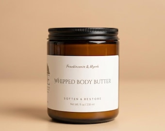 Whipped Mango Shea Body Butter, Frankincense Myrrh, Non-Greasy Moisturizer, Gift for Her, All Natural, Gift for Him