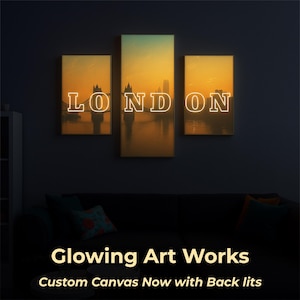 LED Canvas Wall Art – Custom Printed Canvas with LED Lights – Huge or Custom Sizes – Personalised Glow Wall Decor UK