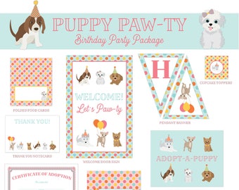 Printable Puppy Birthday Party DIY Package | Puppy Party Decorations, Decor | INSTANT DOWNLOAD