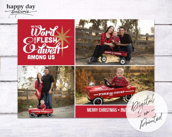 World Became Flesh Christmas Photo Card | John 1:14 Custom Religious Christmas Card | DIGITAL or Printed Il_570xn