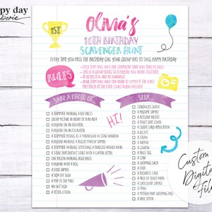 Mall Scavenger Hunt Birthday Party Checklist | Custom | Digital, Printable