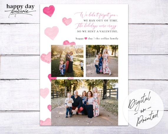Didn't Forget Christmas Valentine Photo Card | Better Late than Never | Crazy Holidays | Custom Digital or Printed Il_570xn