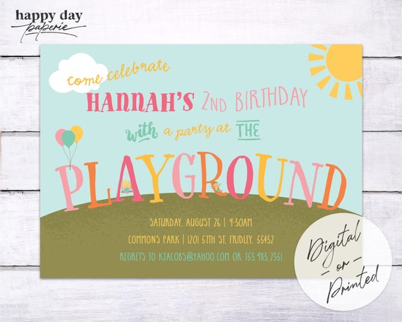 Party at the Playground - Custom DIGITAL or printed Birthday Party Invitation Il_570xn