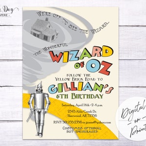 Wizard of Oz Custom DIGITAL or printed Birthday Party Invitation Invite for any age BOY or GIRL image 2