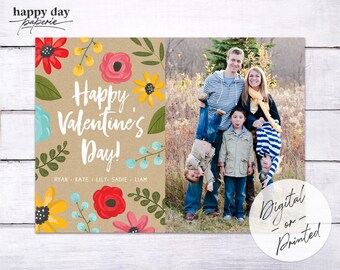 Floral Valentine - Custom Digital or Printed Photo Valentine Greeting Card