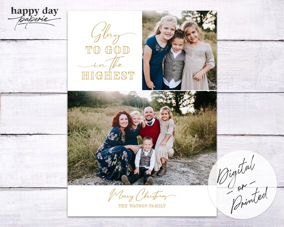 Glory to God II Religious Christmas Photo Card | Custom Christmas Card | DIGITAL or Printed Il_570xn