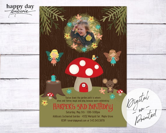 Enchanted Forest Birthday Invite - Custom DIGITAL or printed Birthday Party Invitation Il_570xn