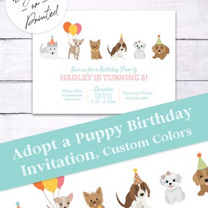 Puppy Birthday Party Invitation Dog Birthday Party Invite Custom, any colors DIGITAL or Printed File image 6