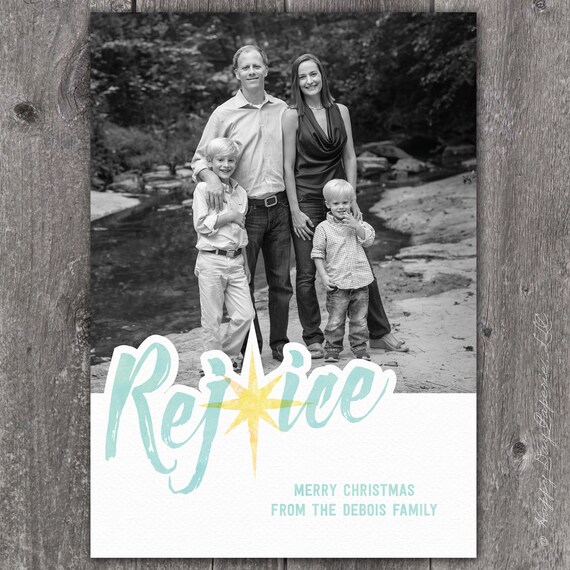 Rejoice - DIGITAL Custom Christmas Holiday Photo Card Il_570xn