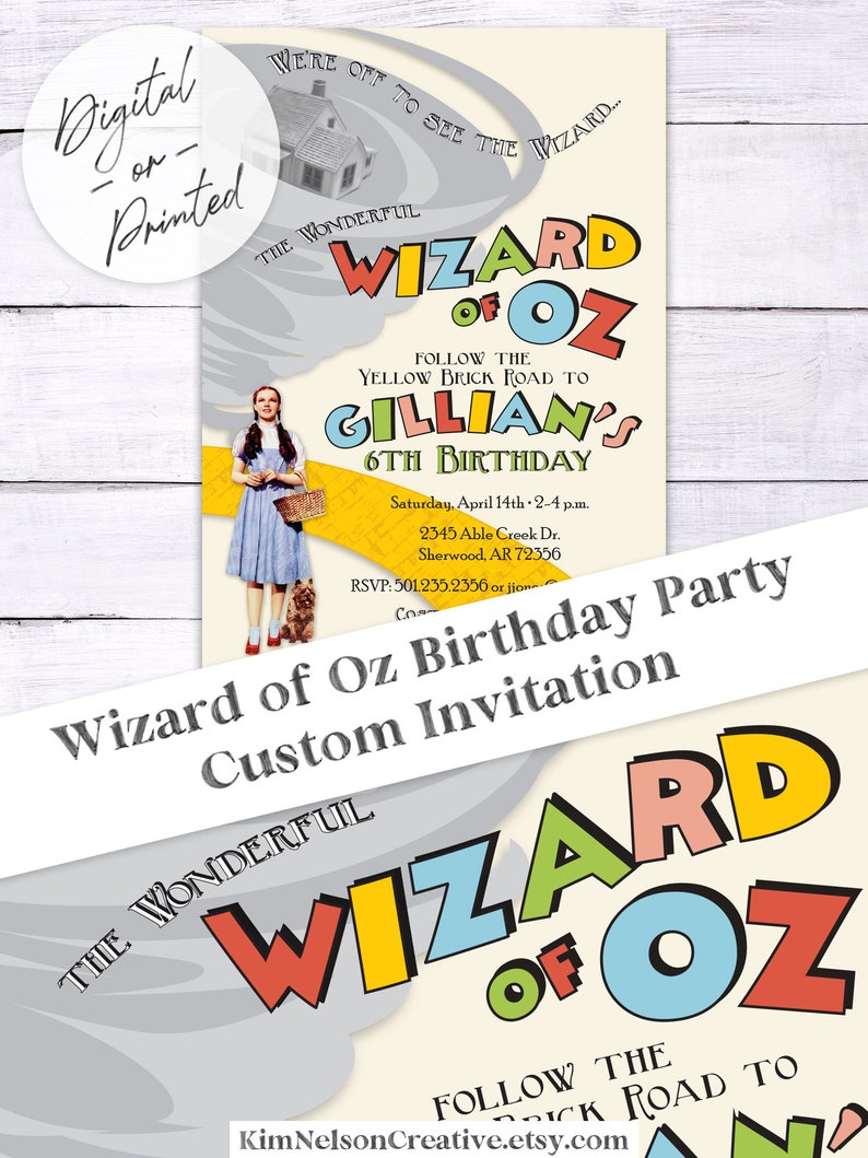 Wizard of Oz Custom DIGITAL or printed Birthday Party Invitation Invite for any age BOY or GIRL image 8