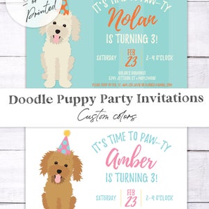 Doodle Puppy Birthday Party Invitation Dog Birthday Party Invite Custom, any color DIGITAL or Printed File image 5