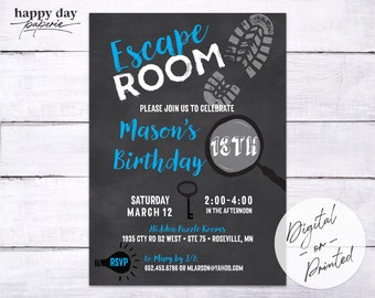 Escape Room Birthday Party Invitation | Custom | DIGITAL or Printed File