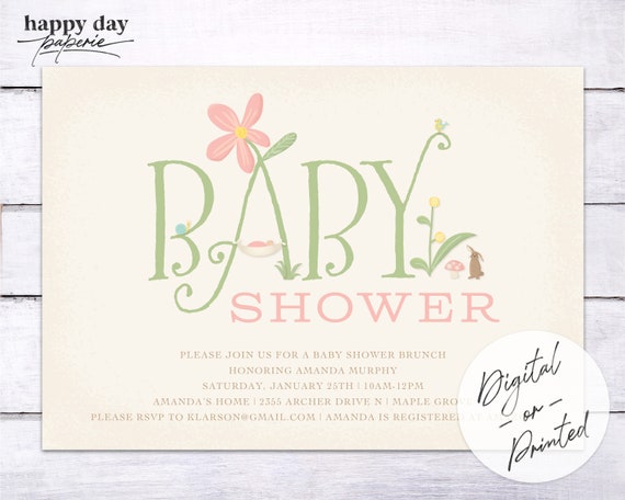 Woodland Baby Shower Invitation | Fairytale Baby Shower Invitation | DIGITAL or Printed Il_570xn