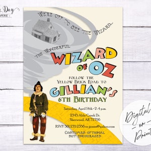 Wizard of Oz Custom DIGITAL or printed Birthday Party Invitation Invite for any age BOY or GIRL image 3