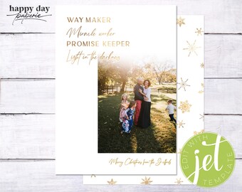 Way Maker Religious Christmas Photo Card | DIGITAL printable DIY, Instant download, edit with Jet Template