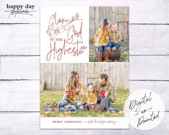 Glory to God Religious Christmas Photo Card | Custom Christmas Card | DIGITAL or Printed Il_570xn