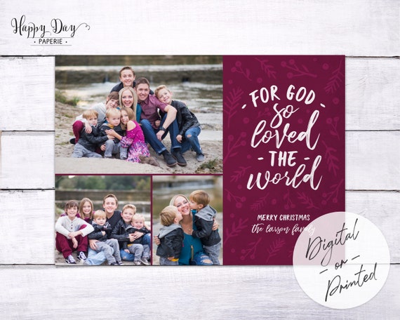 God SO Loved Christmas Photo Card | Custom Religious Christmas Card | DIGITAL or Printed Il_570xn