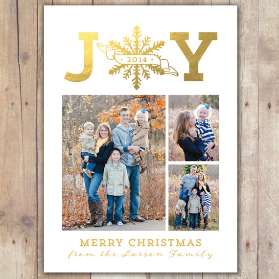 Joy Snowflake - DIGITAL Custom Christmas Holiday Photo Card Il_570xn