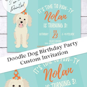 Doodle Puppy Birthday Party Invitation Dog Birthday Party Invite Custom, any color DIGITAL or Printed File image 6